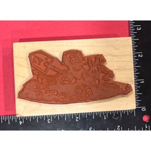 Unbranded Wood Mounted Rubber Stamp Grave Digger Grave Yard Halloween Comic - Picture 2 of 2